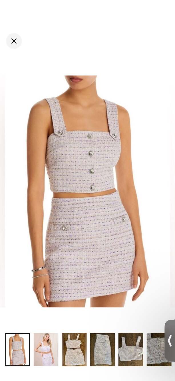 AQUA Tweed Crop Top and Mini Skirt Matching Set